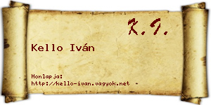 Kello Iván névjegykártya